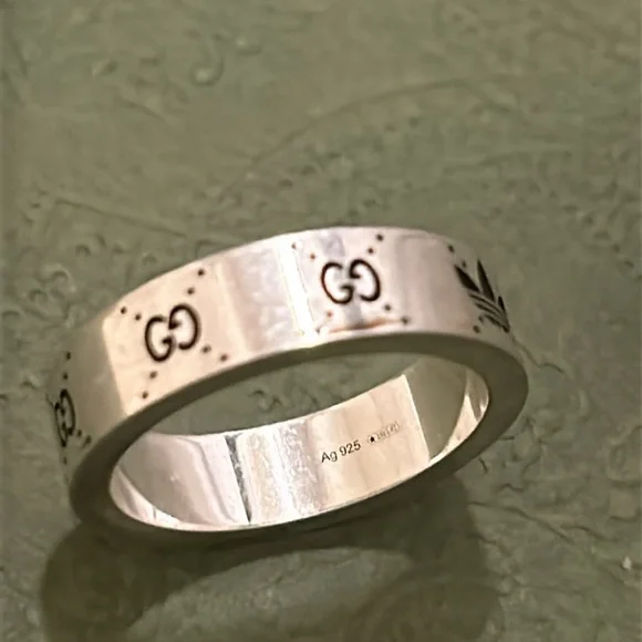 Gucci x Adidas Engraved Interlocking G Ring Ag 925